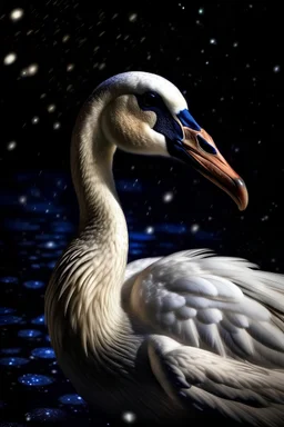 Retrato de un cisne en una noche estrellada