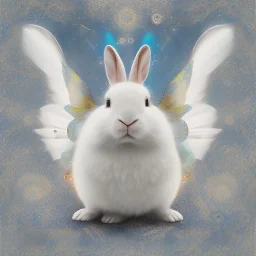 white platinum rabbit with blue third aye and butterfly wings, aboriginal, dot painting, indiginous, dot, mud, dream-time, abstract, dots, natural pigment, extremely sharp detail, finely tuned detail, ultra high definition, 8 k, unreal engine 5, ultra sharp focus, art germ and Paul Lewin and Kehinde Wiley, winter ambiance