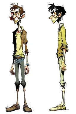 concept art skinny boy 20 years, 1970, mimic on top of him