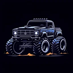 Monster truck for a t-shirt design, black background