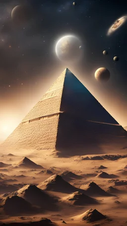 10k resolution, Egyptian pyramid starship in space