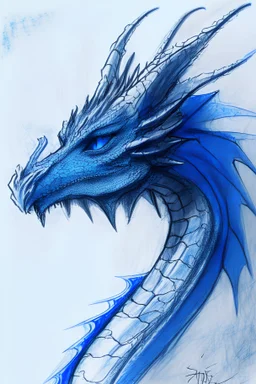 sketch of a blue dragon