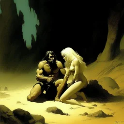 Frazetta . man and a beautifull woman