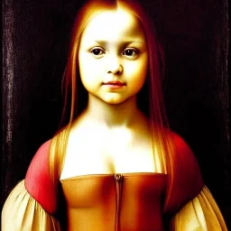 Retrato de una niña muy guapa llamada Eira Santiago Arnau con el estilo de Leonardo da Vinci