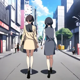 fujiko mine walking on street with lupin third