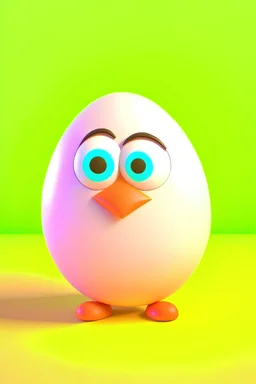 An animated cartoon egg talking .