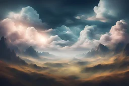 Generate an image magical landscape with clouds