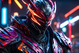 Carnage in 8k cgi game artstyle, ronin costum, galaxy mask, cover face, dynamic pose, oshare kei, hurufiyya, rtx , neon lights, intricate details, highly detailed, high details, detailed portrait, masterpiece,ultra detailed, ultra quality