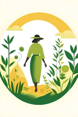 crea una imagen para usar de logo que represente un taller para capacitar a las personas con el uso de planta medicinales durante las estaciones, el titulo seria una vuelta al sol con las plantas, que haya una mujer, que represente una transformacion espiritual, conexion con la naturaleza y con planta nativas del litoral de argentina