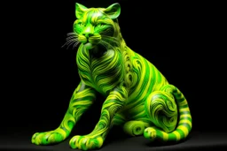 A lime green wind elemental tiger designed in Mayan architecture painted by Vincent van Gogh