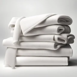 super realistic photo of a stack of fluffy towels on a white background