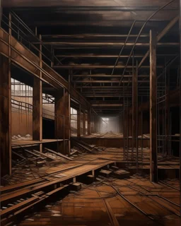 A dark brown construction zone painted by Guo Xi