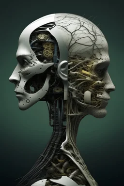 A creature half human half machine front