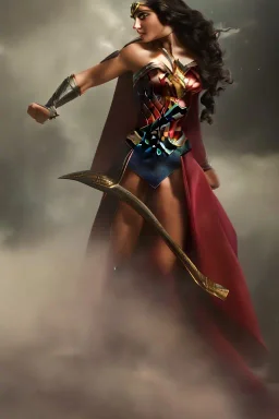 Portrait lady, full body shot, full-color long shot, style of Wonder Woman, skin-tight