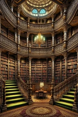 library, in fantasy style, like in a fairytale, sharp focus, studio photo, intricate details, highly detailed