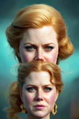 Portrait of happy amy adams, nicole kidman, lego, steampunk, lego, 8k resolution concept art portrait by Greg Rutkowski, Artgerm, WLOP, Alphonse Mucha dynamic lighting hyperdetailed intricately detailed Splash art trending on Artstation triadic colors Unreal Engine 5 volumetric lighting Splash art fantasy"