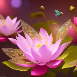 one big crystal subtle lotus in a galactic ambiance with a beautiful fairy, delicate colors, finely tuned detail, ultra high definition, 8 k, unreal engine 5, ultra sharp focus