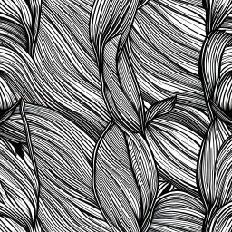 seamless dynamic banana leaf wallpaper pattern in vector lines and same line weight. black lines