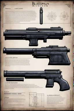 ConceptSheet blueprint [by Lois Gibson] the lasgun, the steadfast weapon of the Astra Militarum, a beacon of hope in the war-torn galaxy. This humble yet reliable firearm stands as a symbol of the Imperium's unwavering defense against the encroaching forces of chaos. Crafted for efficiency and mass production, the lasgun emits searing beams of coherent light, capable of piercing through enemy armor with precision. Its utilitarian design and ease of use make it a staple weapon for the courageous