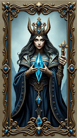elven queen gem card with ornate frame
