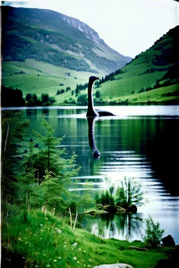 Early color photograph of the Loch Ness Monster