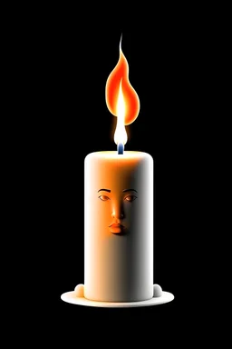 "An 8K professional logo featuring a melting white candle with smoke emanating from it in the shape of a beautiful girl."