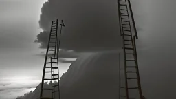 a ladder coming down from the clouds to the ground