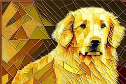 style of paul klee Golden retriever dog