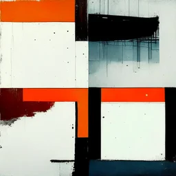 Minimal contemporary abstract oil paintings of desolate 1960s carpark with road markings and concrete fragments. Overlay with grungy typography graphics. style of Justin Mortimer and Francis Bacon.