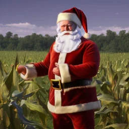 franz frazetta styl,santa claus in the middle of the corn field