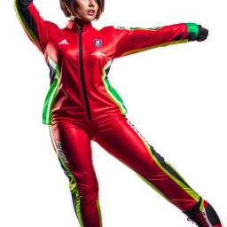 A full-body shot of a beautifulazeri lady in futball suit short hair standing idle pose