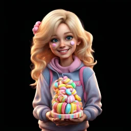 candy girl teenager, 3d, smiling, blonde hair