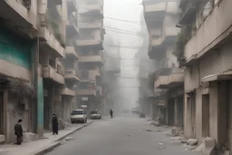 a modern street in a town pollution like tehran