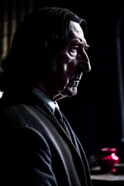 I want a back-of-the-phone photo of Professor Snape that 's beautiful , high quality , and scary .