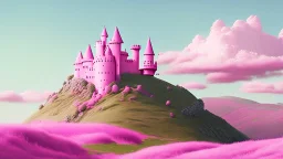 Pink castle on a hill