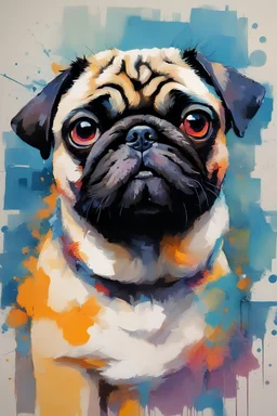 Portrait of a pug in style of Chris Forsey