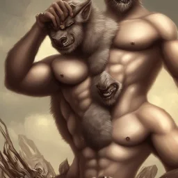  muscular sexy werewolf Dilf with white fur