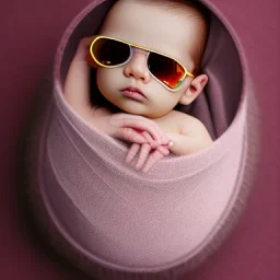 newborn baby wearing Rayban sunglass