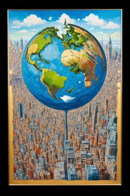 The world is in; a painting with an admixture of M.C. Escher and Surrealism