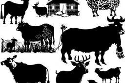 animal farm clipart style simple stencil