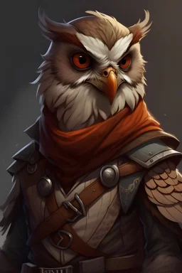owlin race, rogue, dnd character, realistic