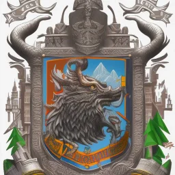 coat of arms of a troglodyte city in the moutains, very detailed