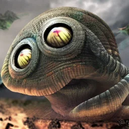 snail kaiju with ten eyes