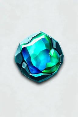 only gaming icon blue green shiny stone without background