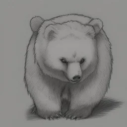 small bear, on the road, pencil sketch, brown colors