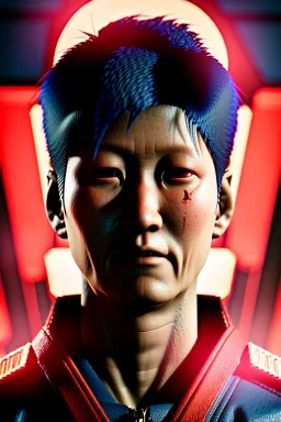 Fashion Portrait, Kaneda of Akira movie, retro futuristic style, glow eyes, cinematic, Ultra realistic, wide angle view, soft color, highly detailed, unreal engine 5, RTX, ultra detail, volumetric lighting, 3d, finely drawn, high definition.