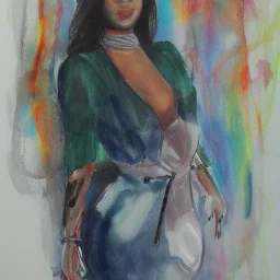 Full body portrait, painting, medium shot lady Yanderecore