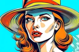 beautiful woman in hat in pop art style vector