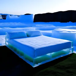 A bed made of ice.