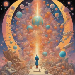 Occult explosion taking place in the postmodern world, Starmartyr, expansive smooth maximalist composition, by Daniel Merriam, by John Romita jr, by alexander Jansson, colorful, cel-shading, smooth, volumetric lighting.